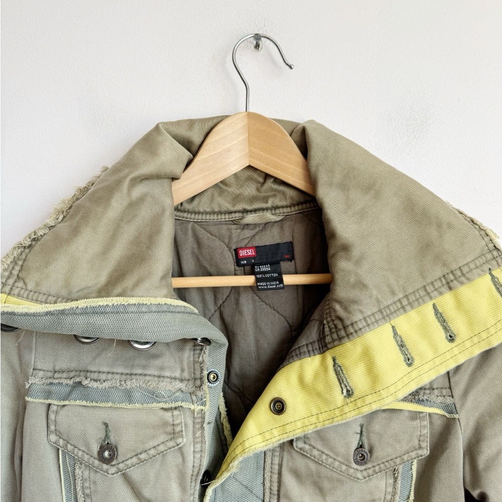 Y2K Diesel Khaki Green Big Collar Jacket - Picture 2 of 7
